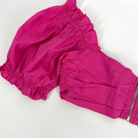 Forever 21 Top Cropped Puff Sleeve Pink Bandeau NWT - Picture 5 of 10